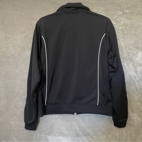 Adidas Women’s Track Jacket Medium Black 3 Stripe Full Zip Athletic Warm Up Socc - Picture 3 of 9